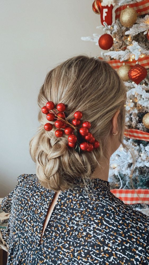 Classic Chignon with a Holiday Twist